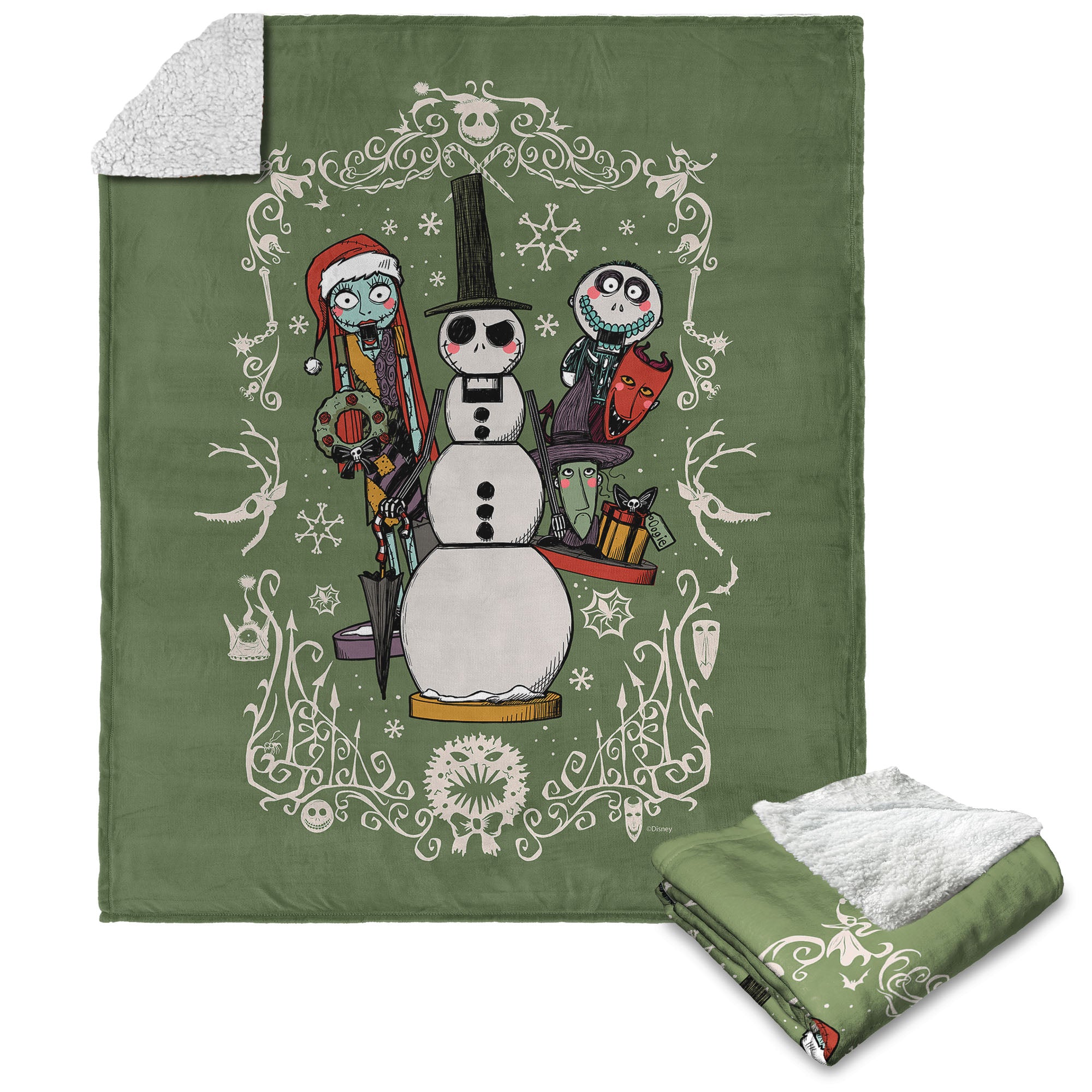 Disney Nightmare Before Christmas Holiday Nightmare Silk Touch Sherpa Throw Blanket 50X60 Inches