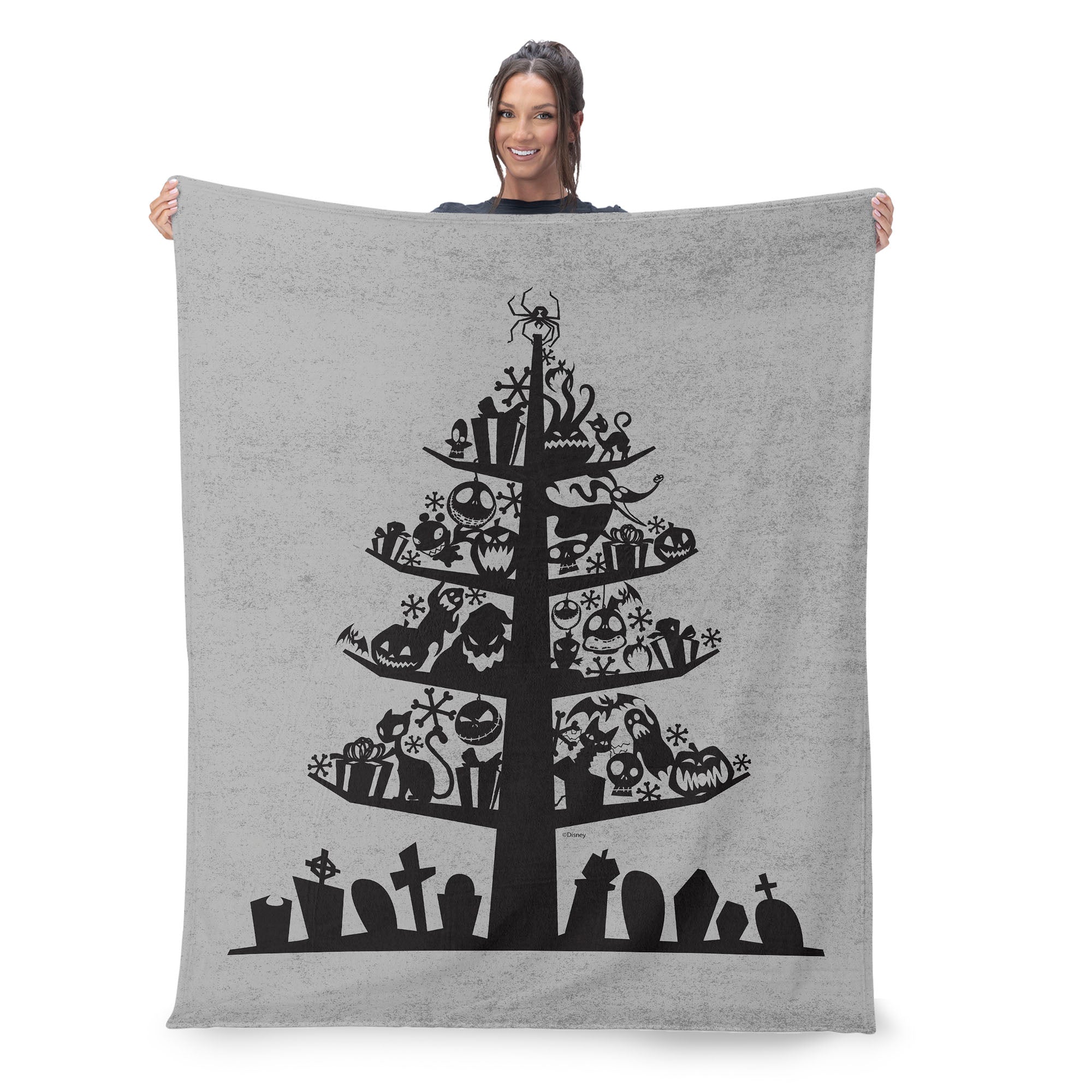 Grey Christmas Tree KING Plush Throw Blanket hot