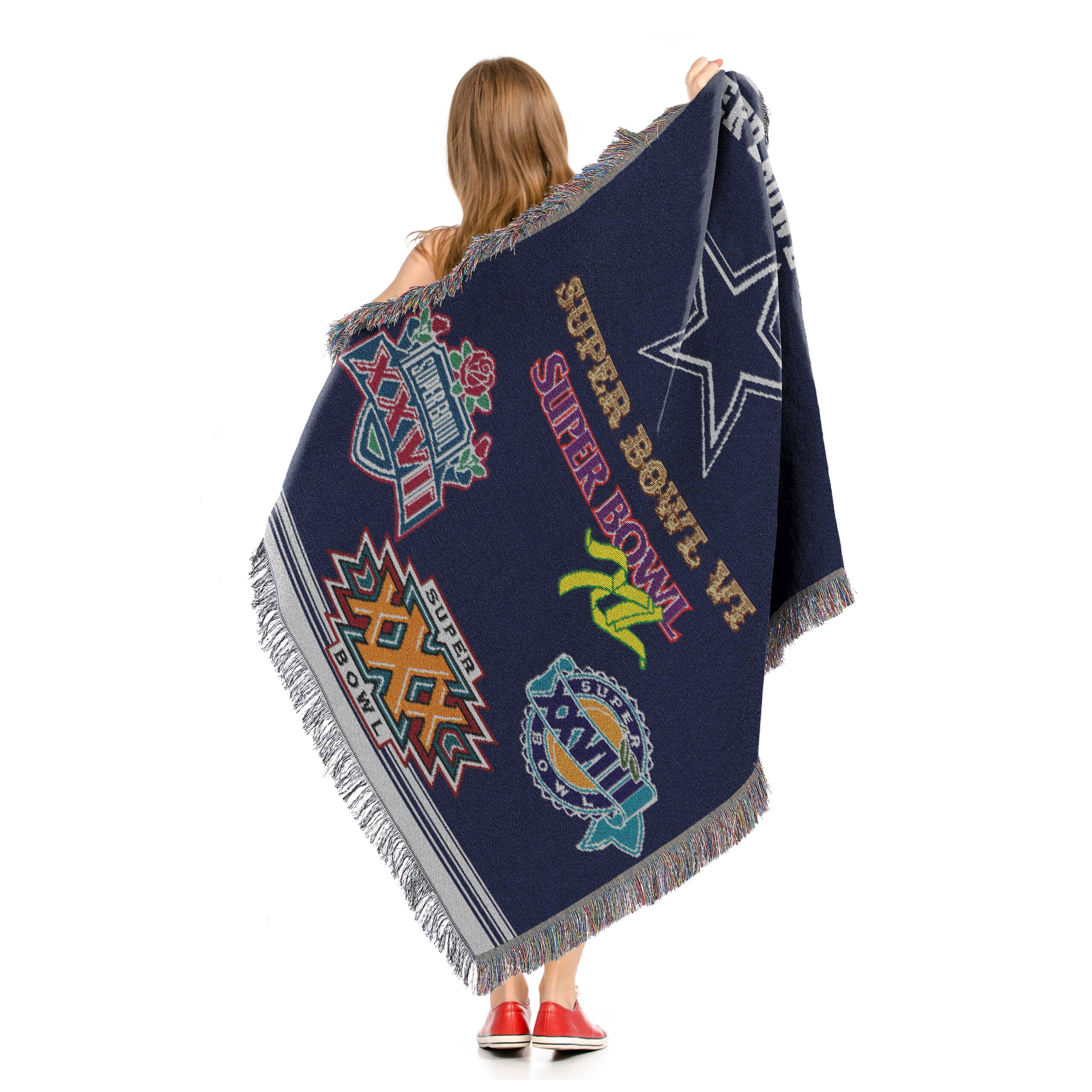 NFL Dallas Cowboys Commemorative Series 5x Champs Woven Tapestry Blanket 48x60 Inches