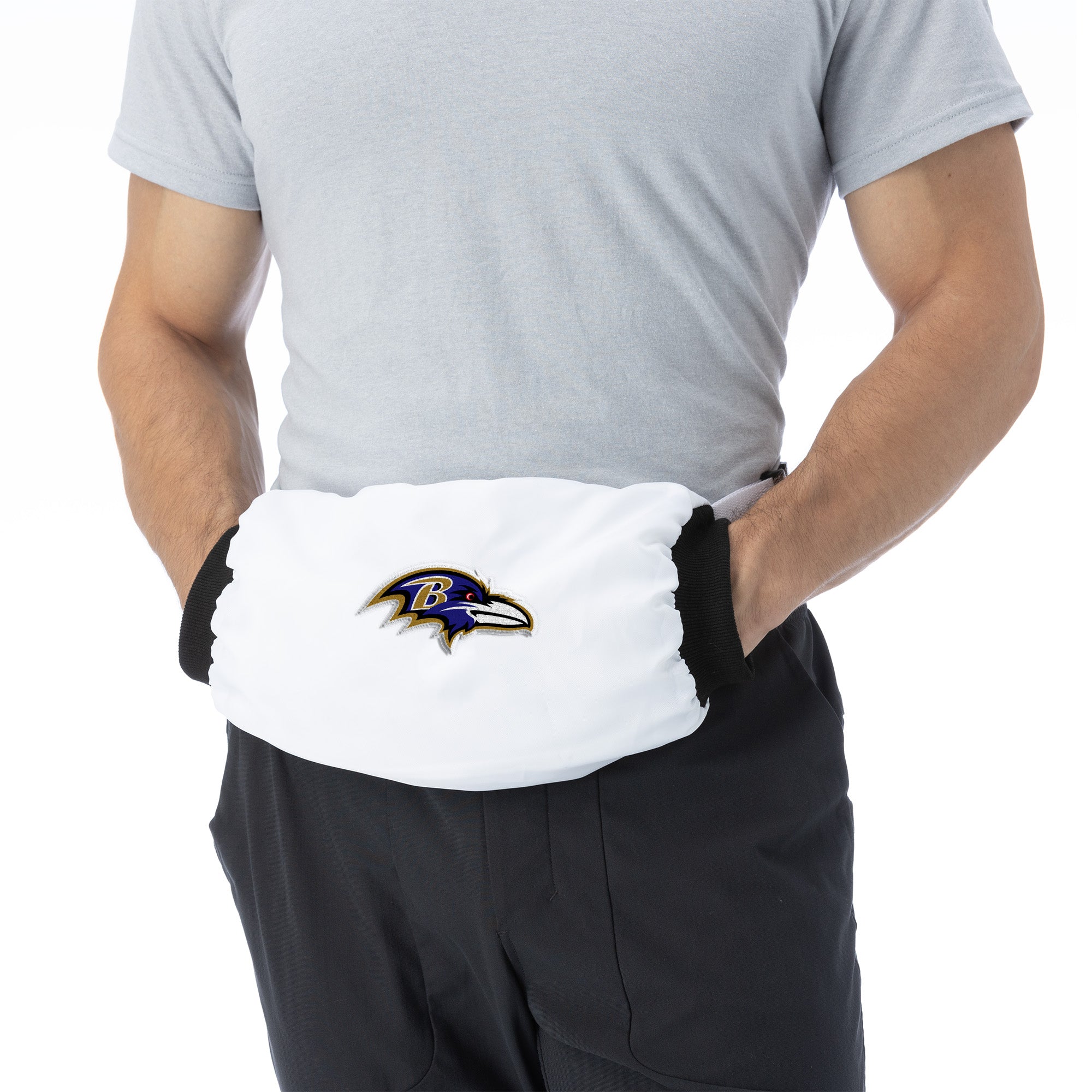 Baltimore Ravens Hand 2024 Warmer NFL Cold Weather Pouch w/Waist Strap White Pink