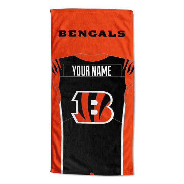 NFL Cincinnati Bengals Jersey Personalized Beach Towel 30x60 Inches
