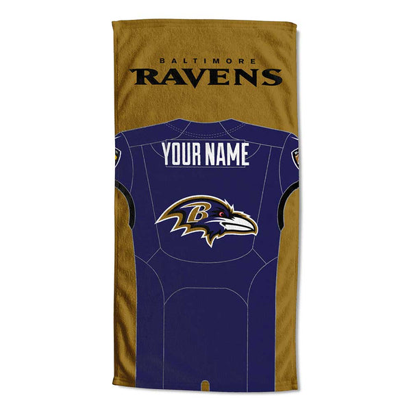 NFL Baltimore Ravens Jersey Personalized Beach Towel 30x60 Inches
