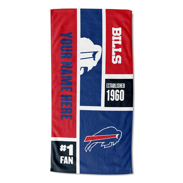 NFL Buffalo Bills Colorblock Personalized Beach Towel 30x60 Inches