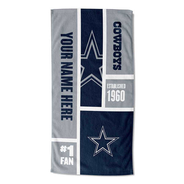 NFL Dallas Cowboys Colorblock Personalized Beach Towel 30x60 Inches