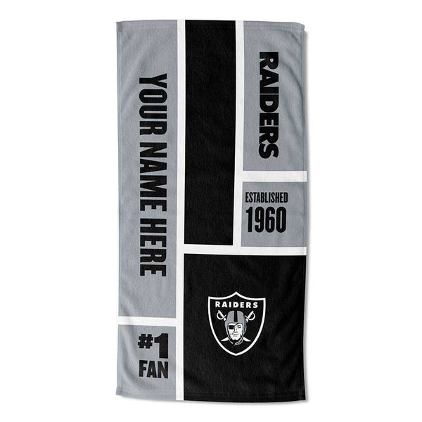 NFL Las Vegas Raiders Colorblock Personalized Beach Towel 30x60 Inches