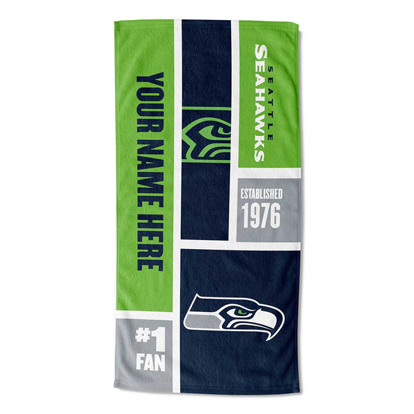 NFL Seattle Seahawks Colorblock Personalized Beach Towel 30x60 Inches