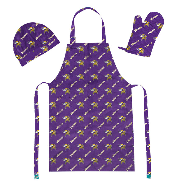 NFL Minnesota Vikings 3 Piece Set Apron Mitt and Hat