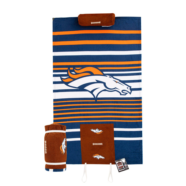 NFL Denver Broncos Lateral Comfort Towel With Foam Pillow 32 x 60 Inches
