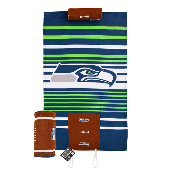 NFL Seattle Seahawks Lateral Comfort Towel With Foam Pillow 32 x 60 Inches