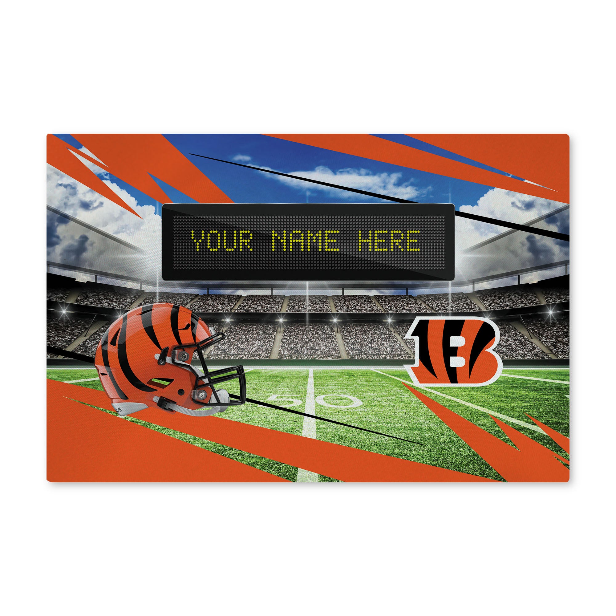 NFL Cincinnati Bengals Scoreboard Personalized Washable Rug 20x32 Inches