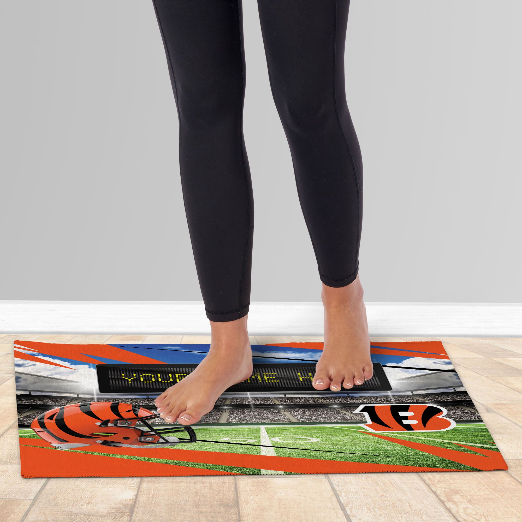 NFL Cincinnati Bengals Scoreboard Personalized Washable Rug 20x32 Inches