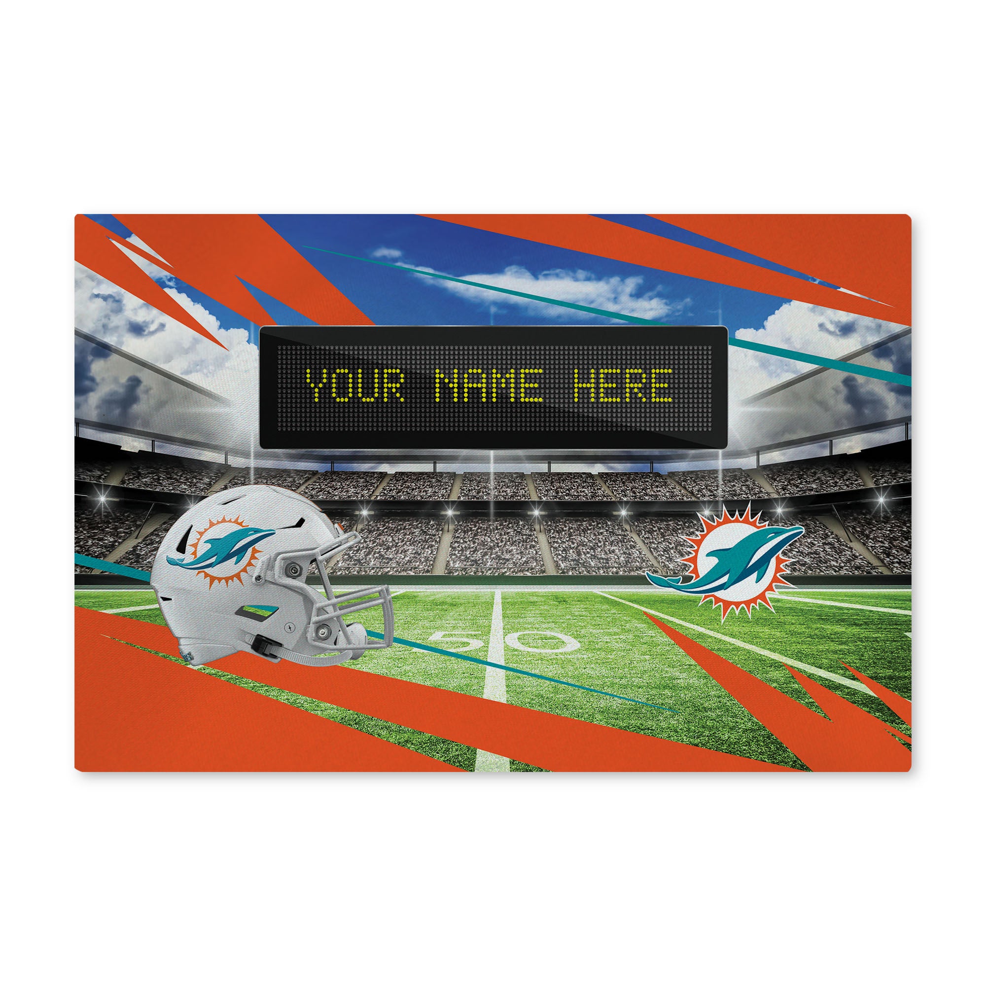 NFL Miami Dolphins Scoreboard Personalized Washable Rug 20x32 Inches