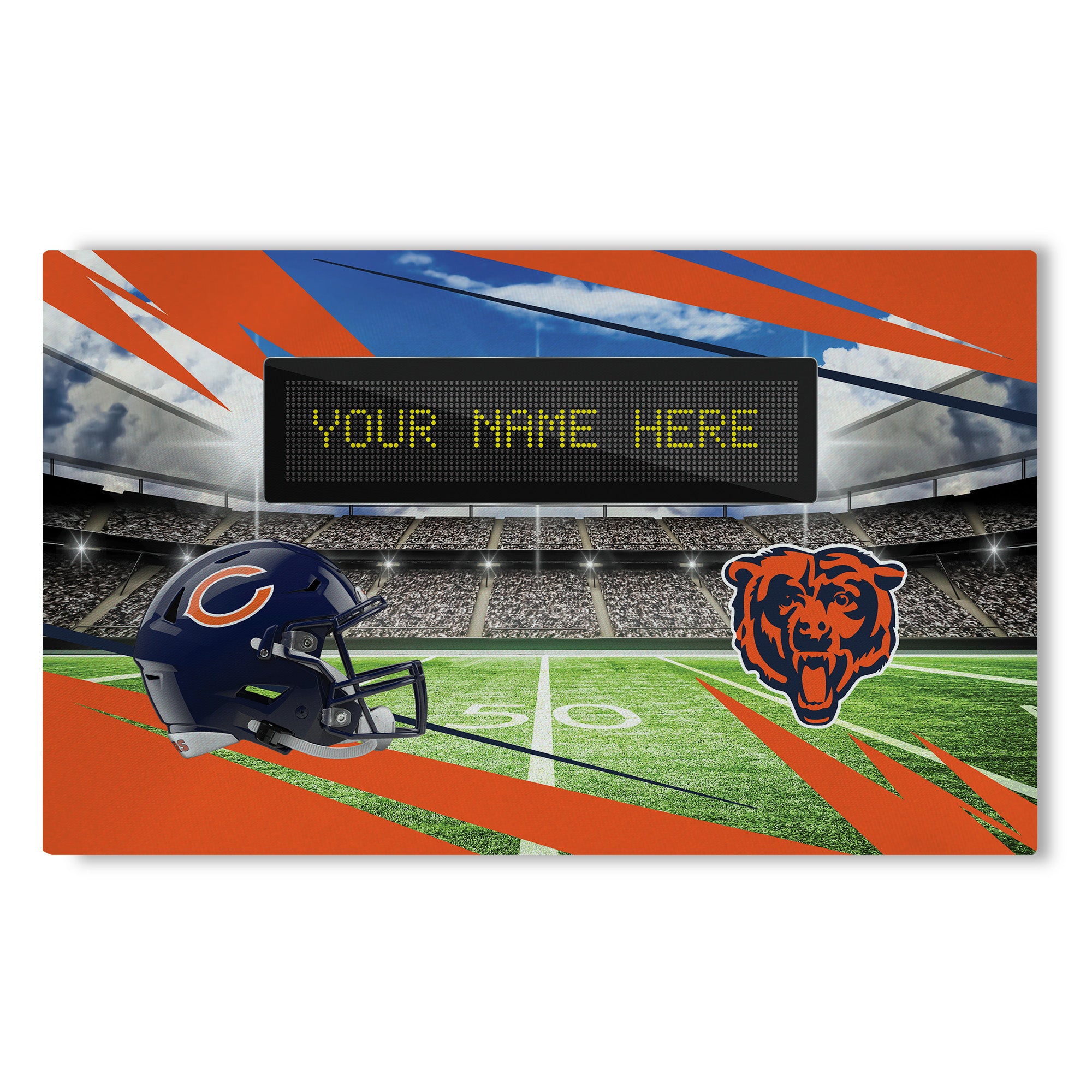 NFL Chicago Bears Scoreboard Personalized Washable Rug 32x62 Inches