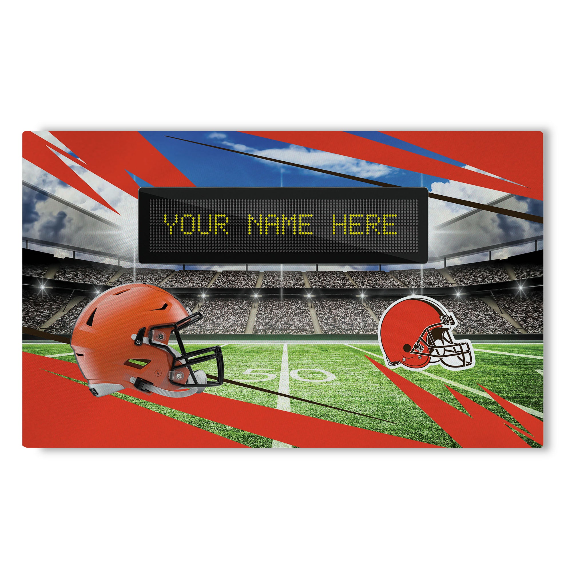 NFL Cleveland Browns Scoreboard Personalized Washable Rug 32x62 Inches