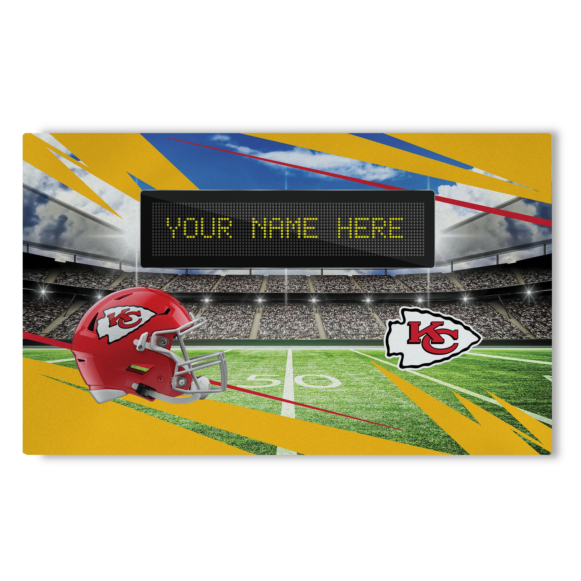 NFL Kansas City Chiefs Scoreboard Personalized Washable Rug 32x62 Inches