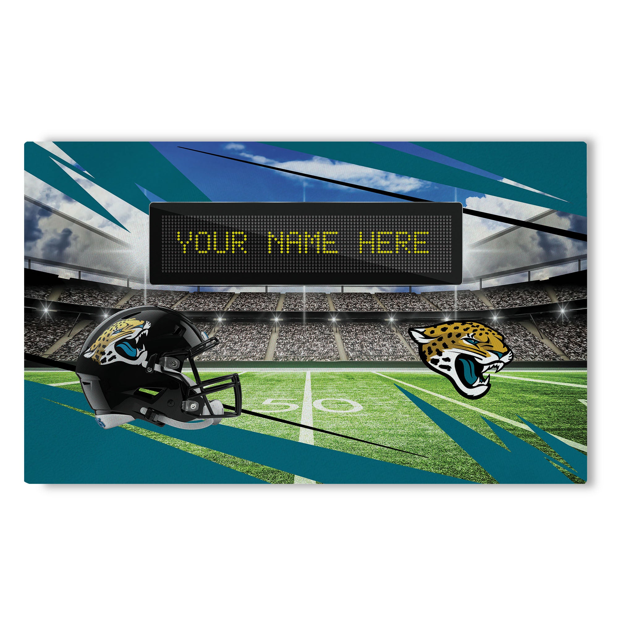 NFL Jacksonville Jaguars Scoreboard Personalized Washable Rug 32x62 Inches