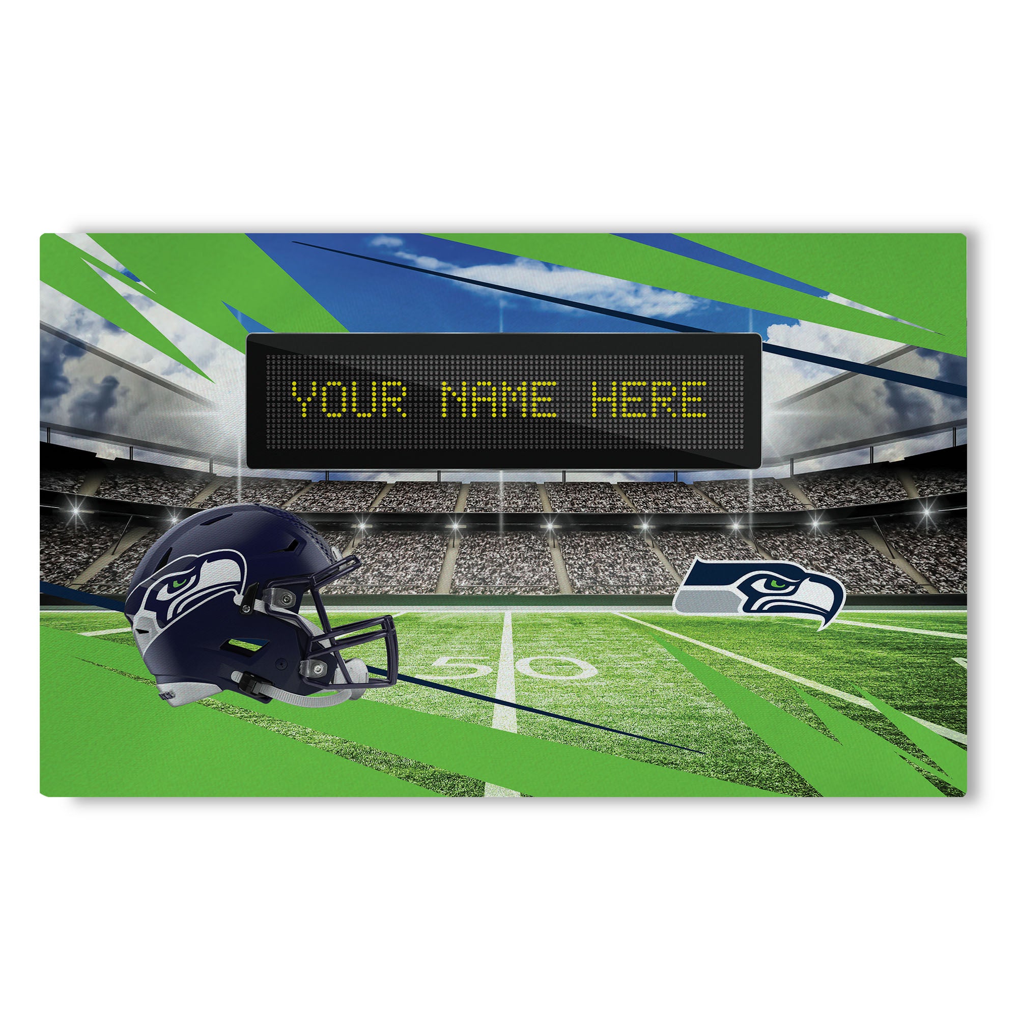 NFL Seattle Seahawks Scoreboard Personalized Washable Rug 32x62 Inches