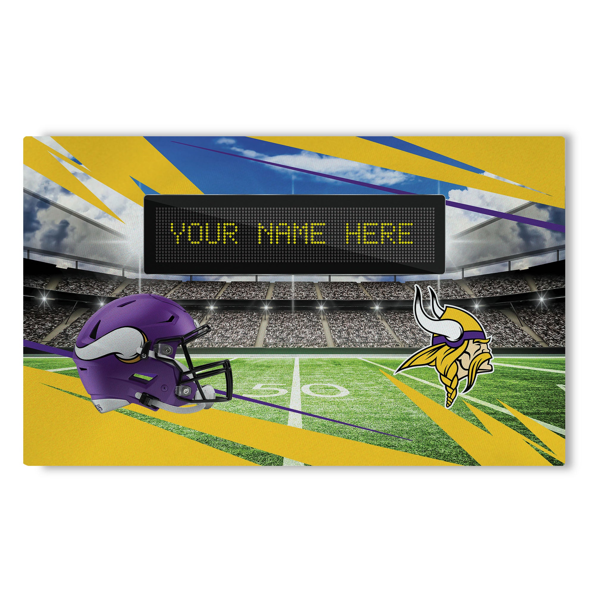 NFL Minnesota Vikings Scoreboard Personalized Washable Rug 32x62 Inches