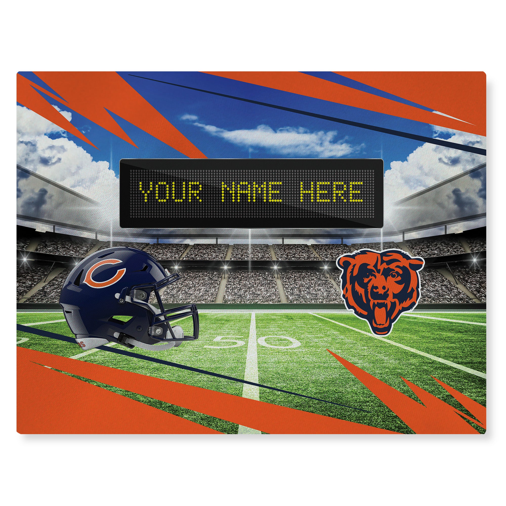 NFL Chicago Bears Scoreboard Personalized Washable Rug 62x84 Inches