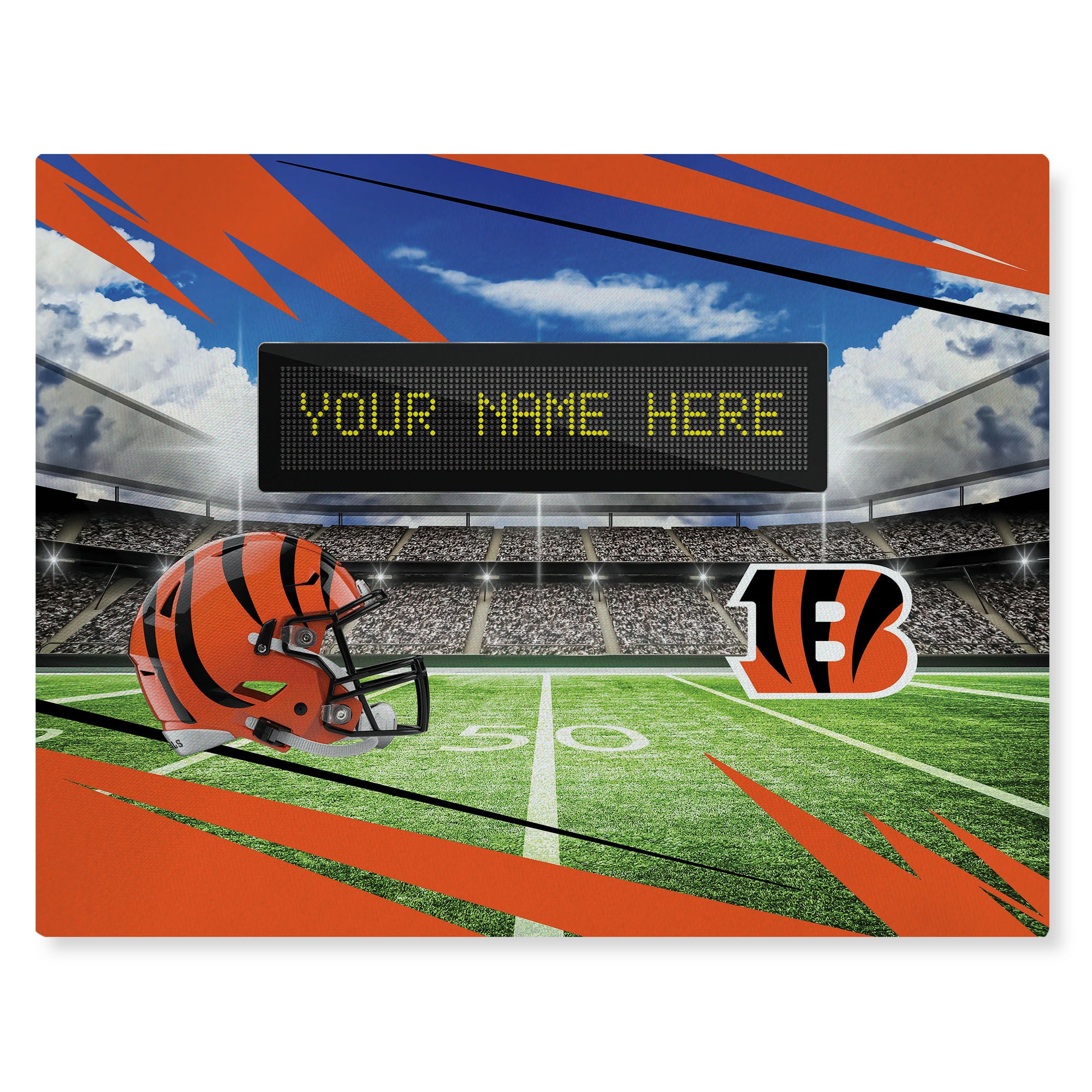 NFL Cincinnati Bengals Scoreboard Personalized Washable Rug 62x84 Inches