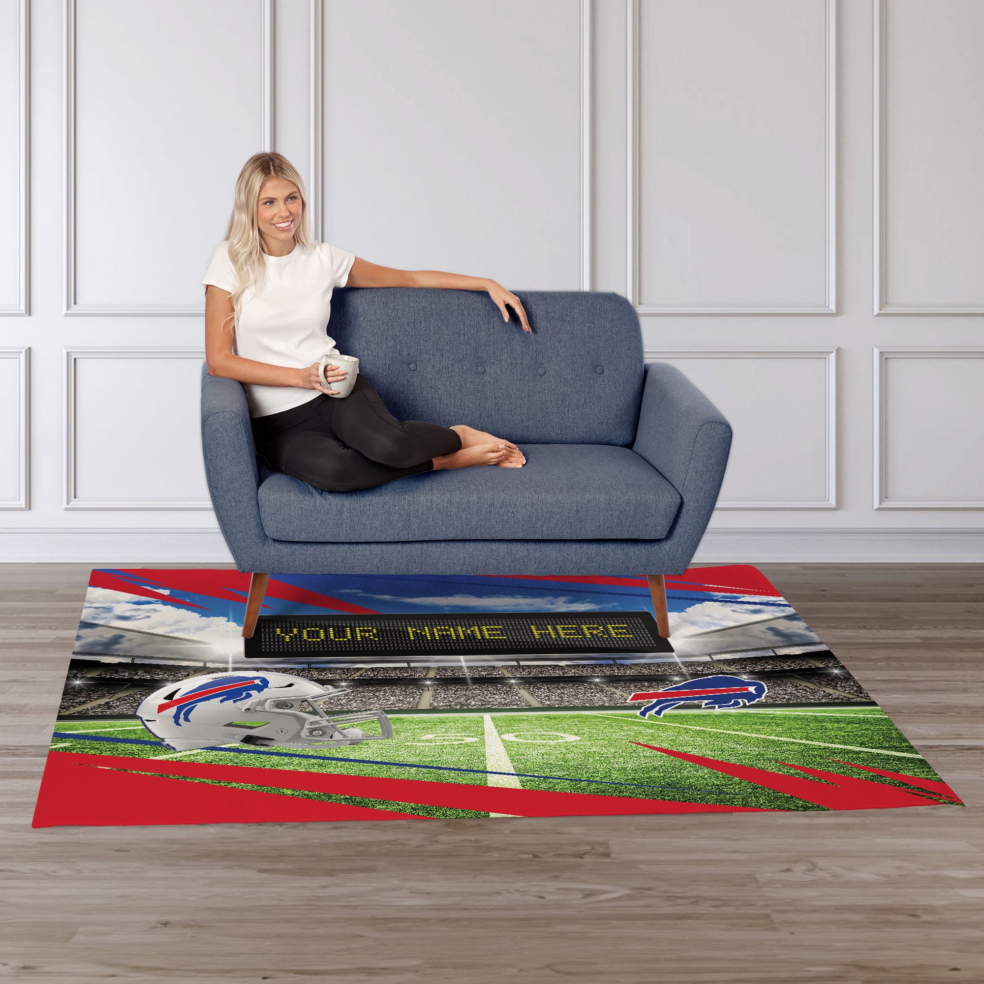 NFL Buffalo Bills Scoreboard Personalized Washable Rug 62x84 Inches