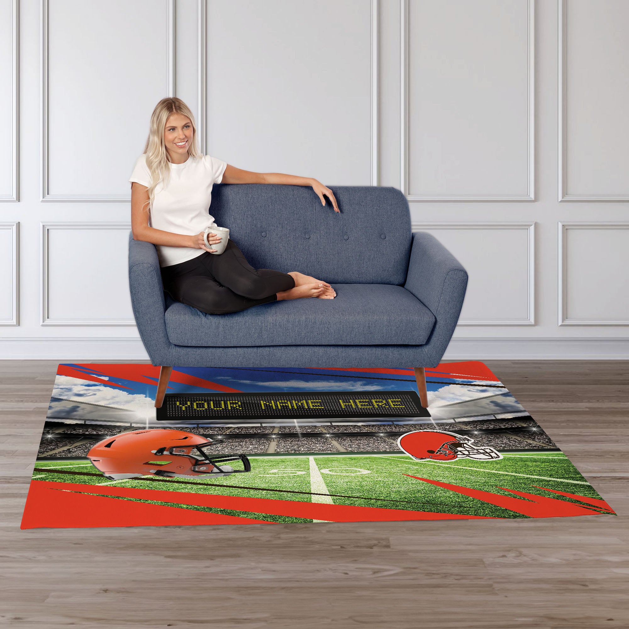 NFL Cleveland Browns Scoreboard Personalized Washable Rug 62x84 Inches