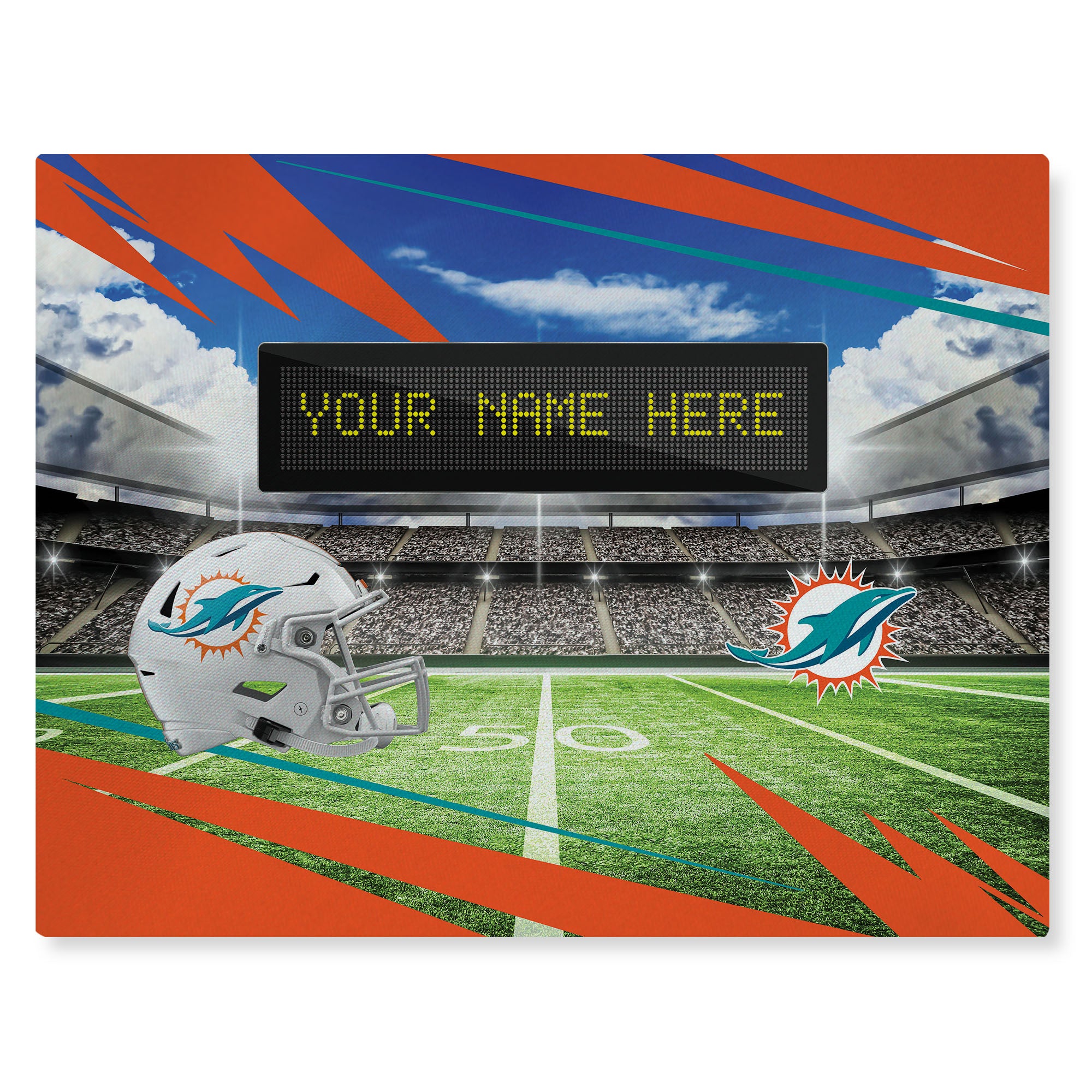 NFL Miami Dolphins Scoreboard Personalized Washable Rug 62x84 Inches