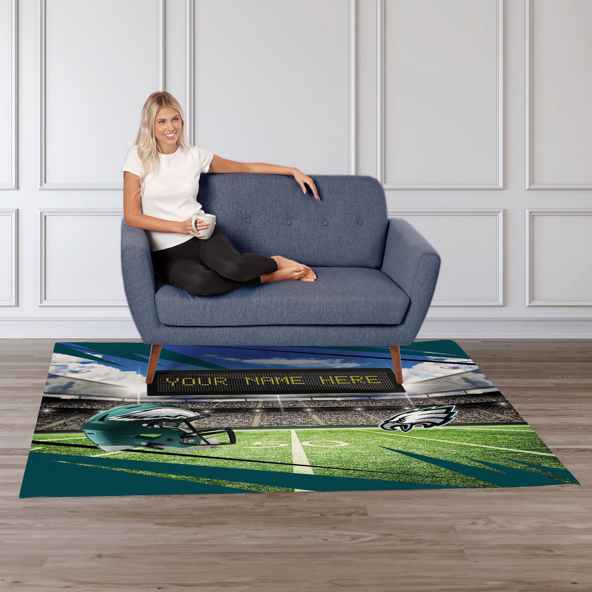 NFL Philadelphia Eagles Scoreboard Personalized Washable Rug 62x84 Inches