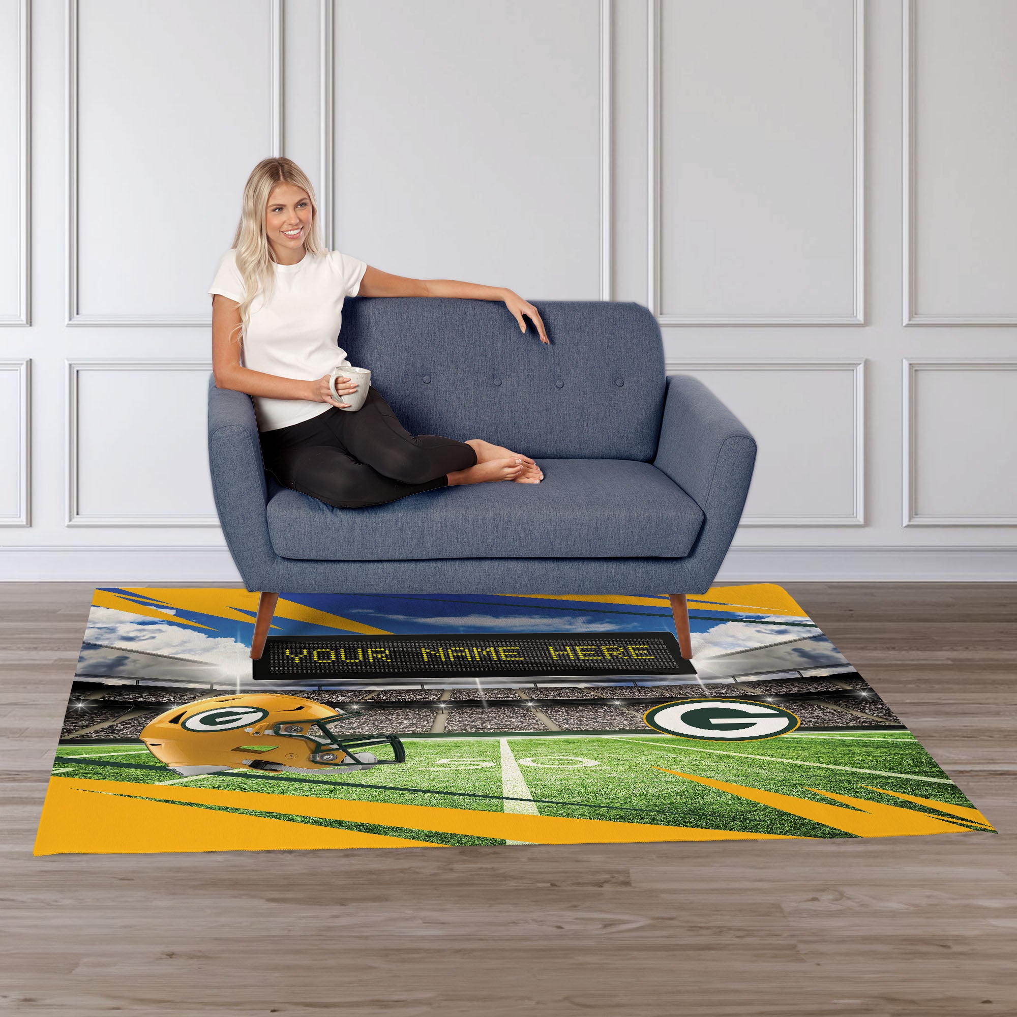 NFL Green Bay Packers Scoreboard Personalized Washable Rug 62x84 Inches