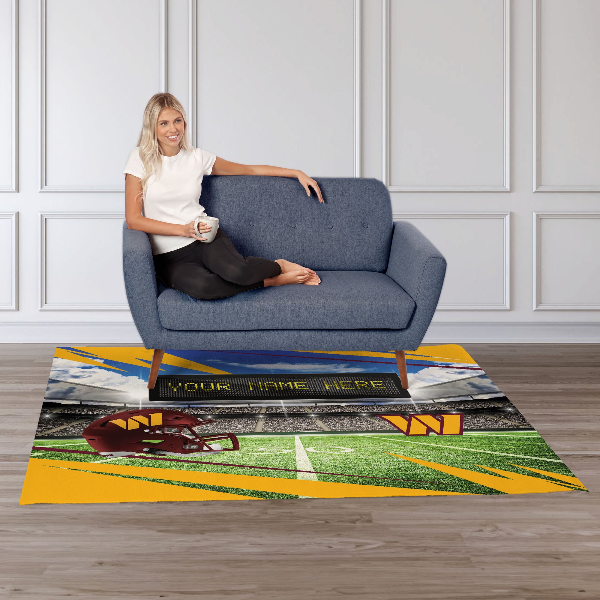 NFL Washington Commanders Scoreboard Personalized Washable Rug 62x84 Inches