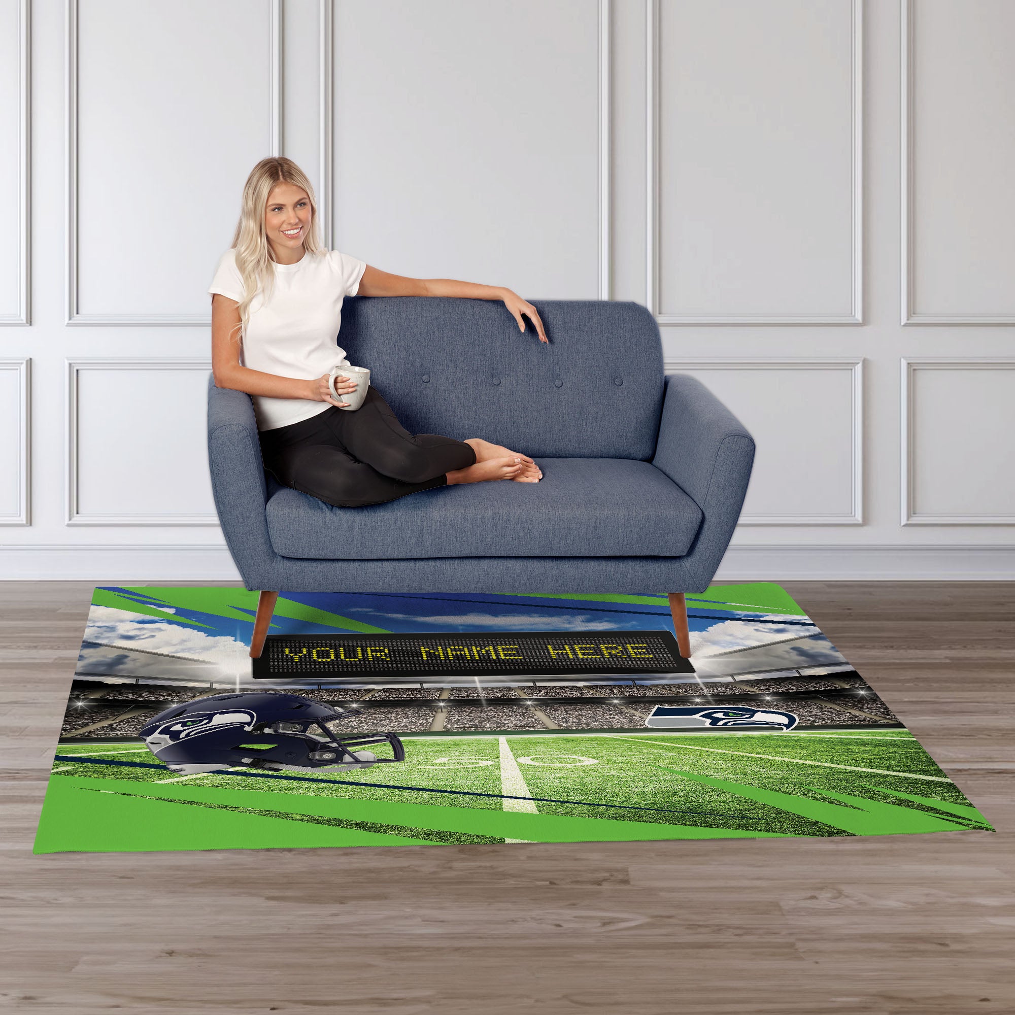 NFL Seattle Seahawks Scoreboard Personalized Washable Rug 62x84 Inches