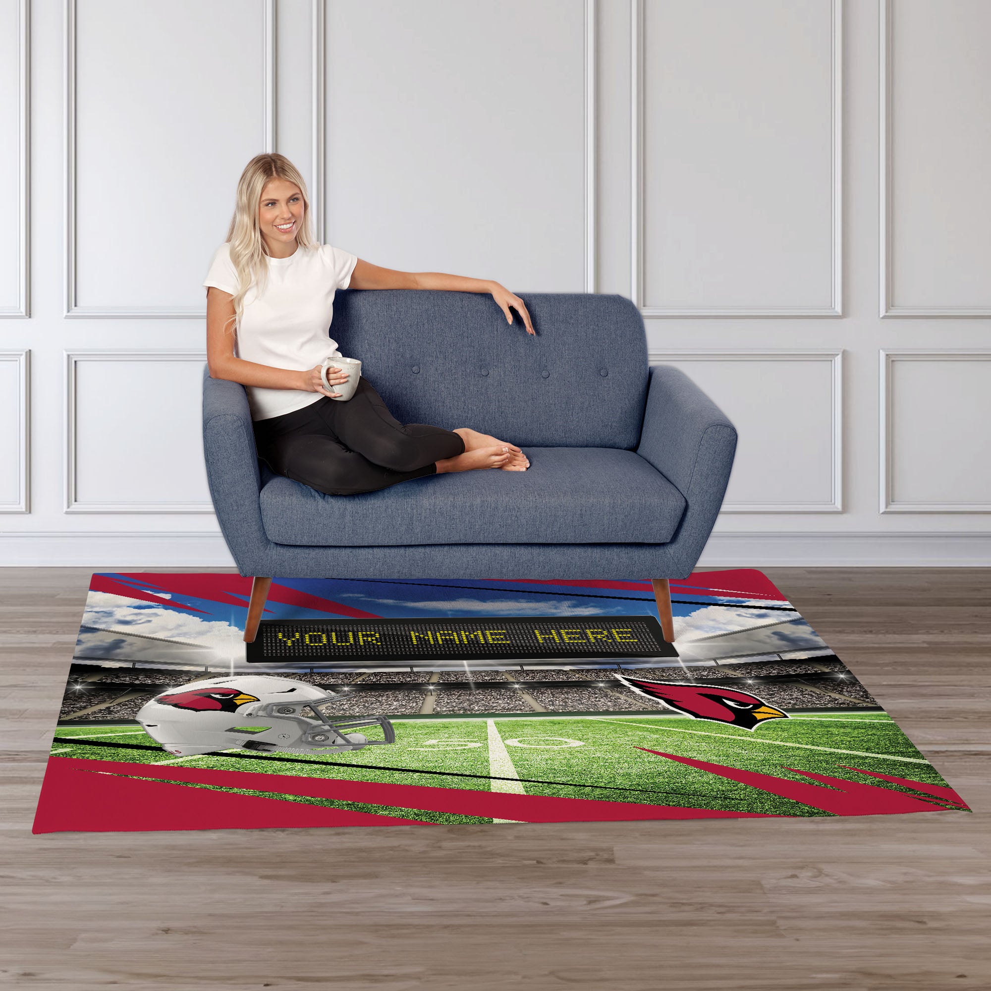 NFL Arizona Cardinals Scoreboard Personalized Washable Rug 62x84 Inches