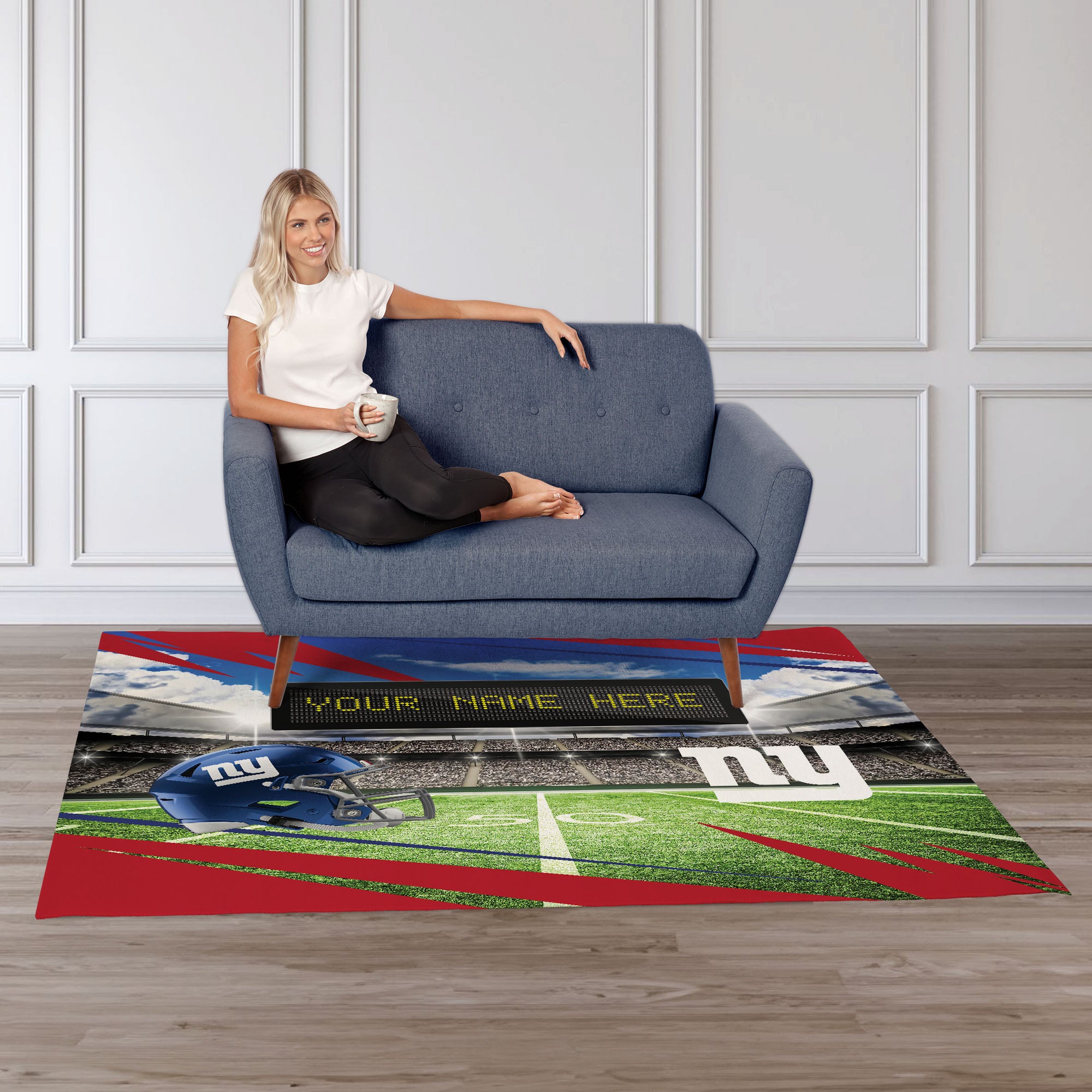 NFL New York Giants Scoreboard Personalized Washable Rug 62x84 Inches