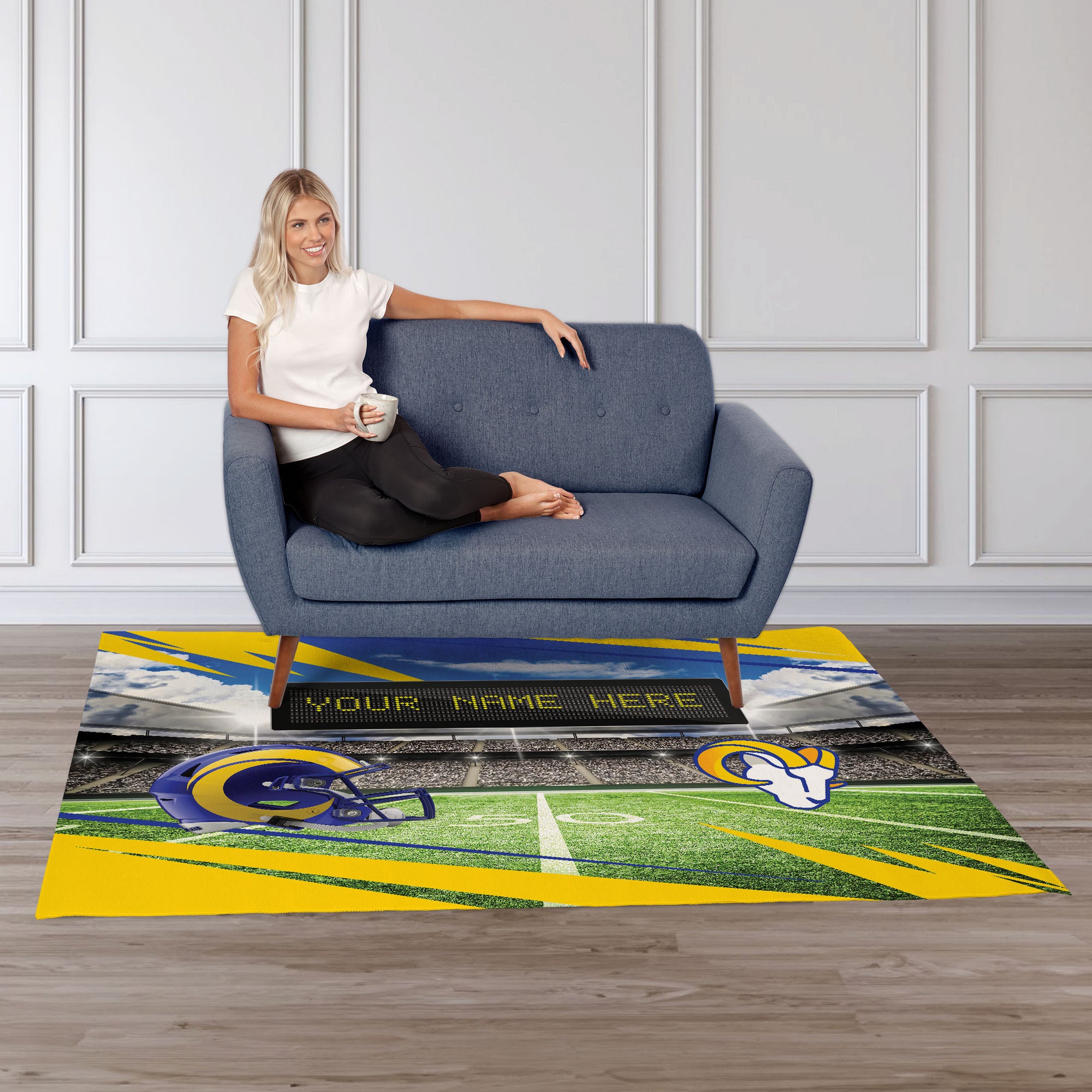 NFL Los Angeles Rams Scoreboard Personalized Washable Rug 62x84 Inches