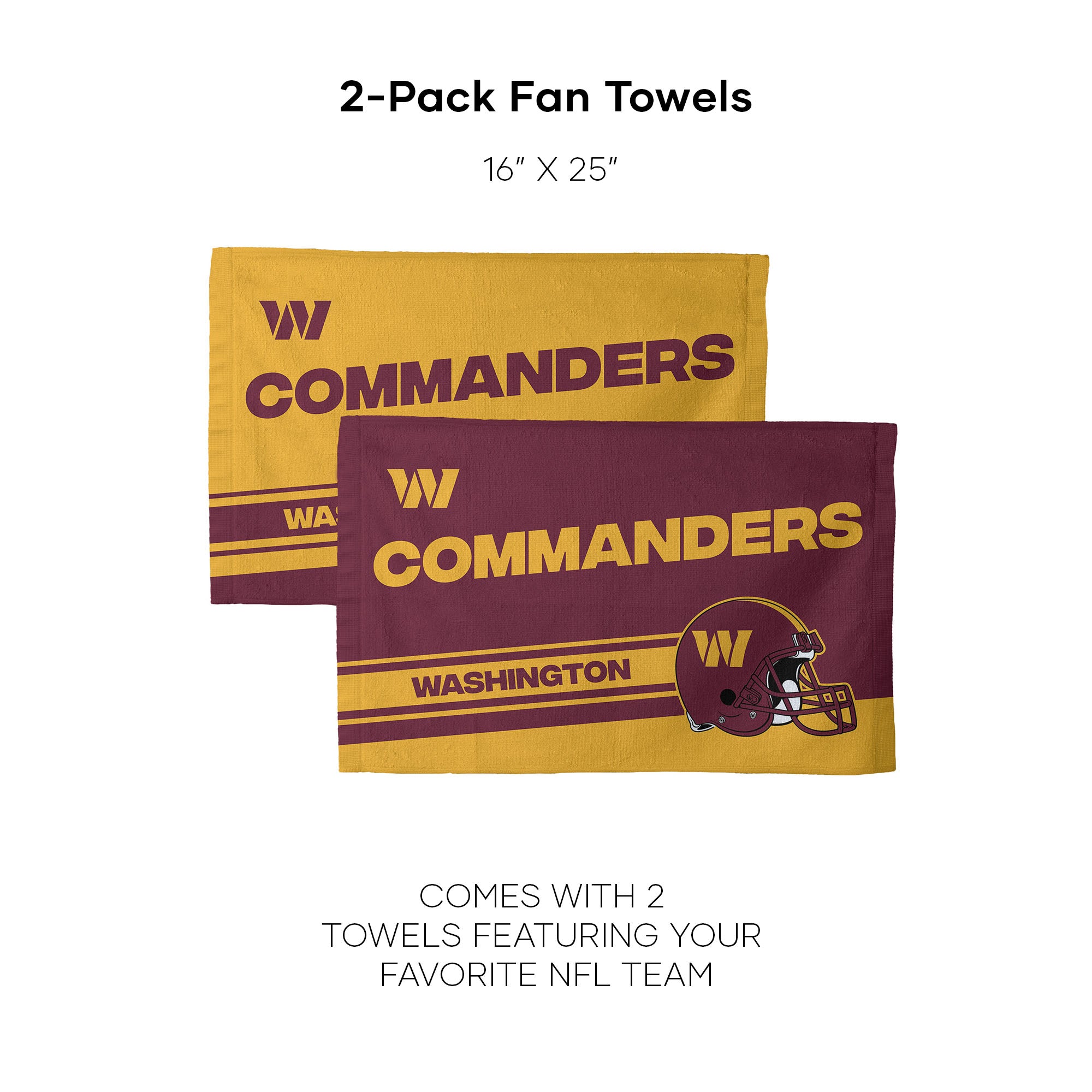 NFL Washington Commanders Play Action Fan Towel 2 Pack 16 x 25 Inches