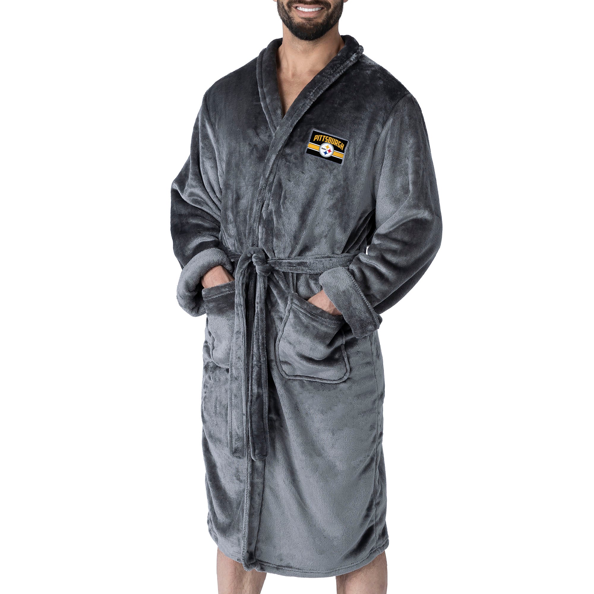Pittsburgh Steelers NFL Rollout Charcoal L/XL Silk Touch Robe