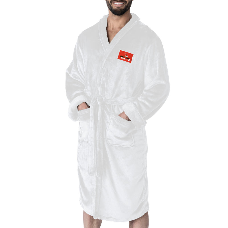 Cleveland Browns #1 Dad Silk Touch Robe L/XL White