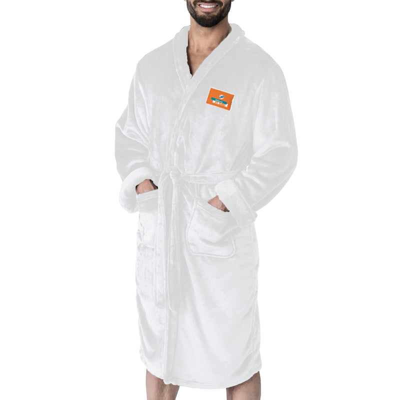 Miami Dolphins #1 Dad Silk Touch Robe L/XL White