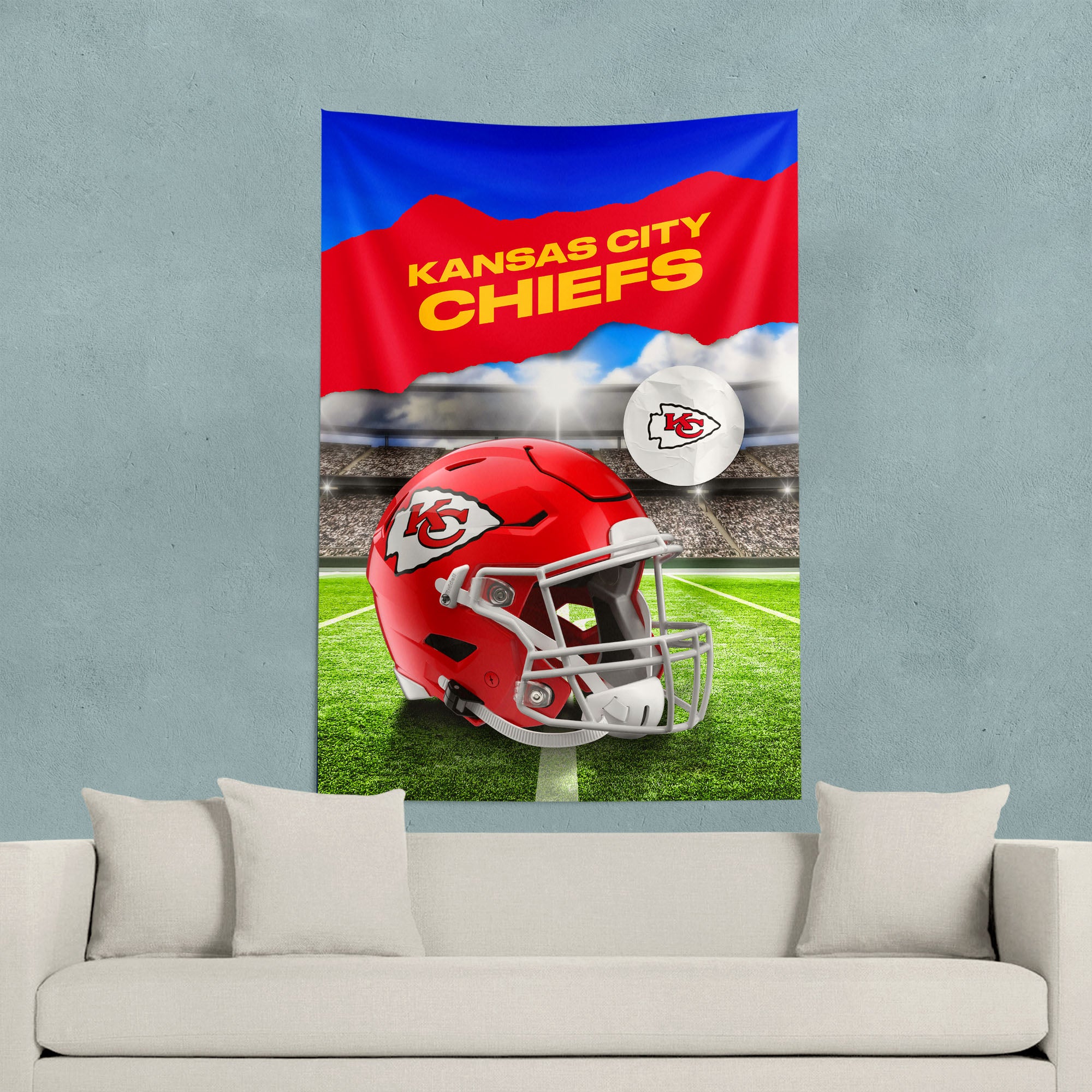 Kansas City Chiefs NFL Midfield Wall Hanging Tapestry 40 x 57 inches