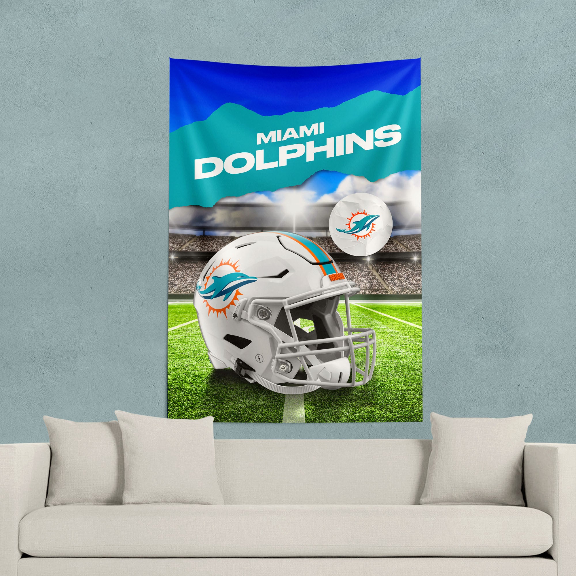 Miami Dolphins NFL Midfield Wall Hanging Tapestry 40 x 57 inches