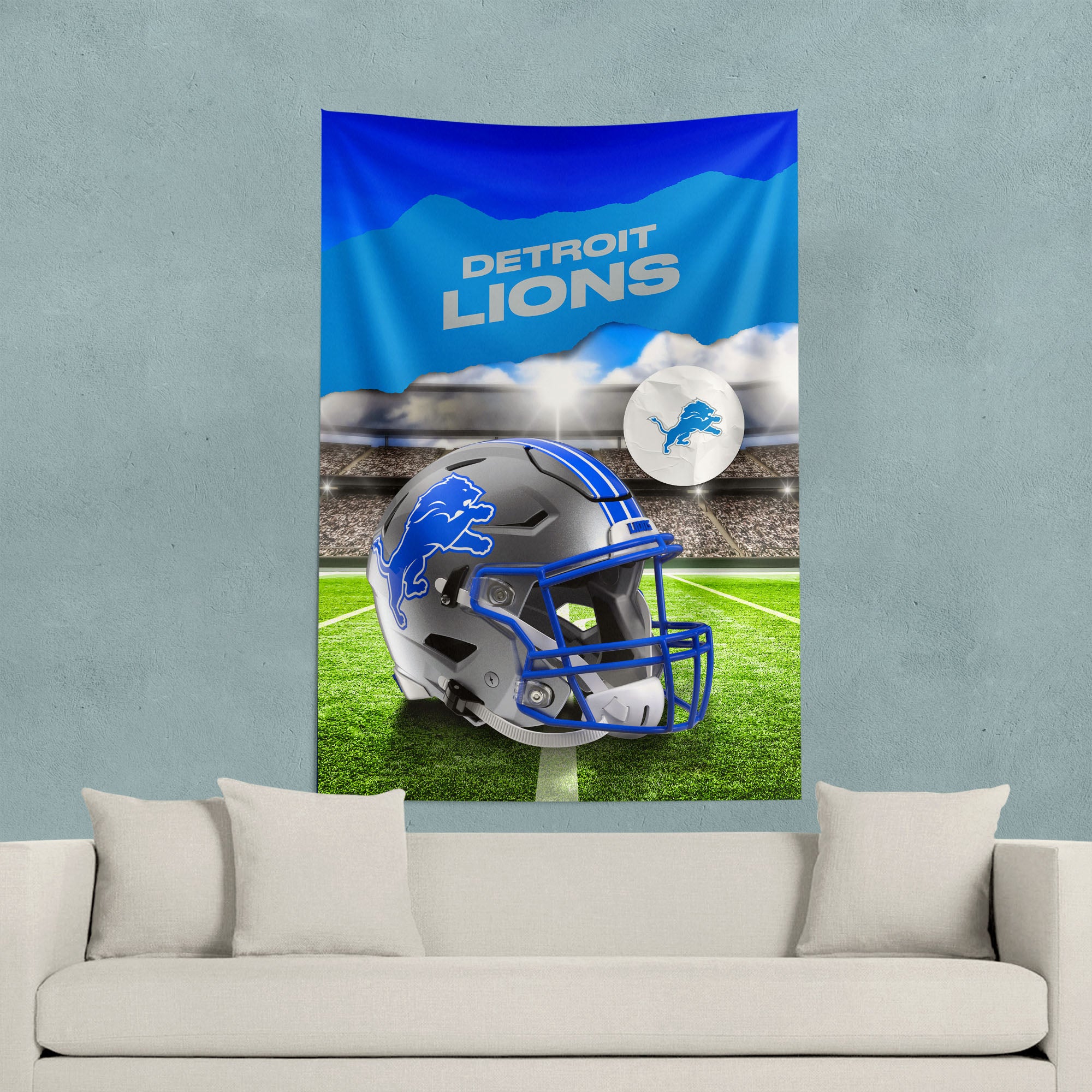 Detroit Lions NFL Midfield Wall Hanging Tapestry 40 x 57 inches