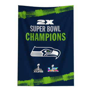 NFL Super Bowl 2026 Seattle Seahawks Multi Champs Tide Tapestry 24x36 inches