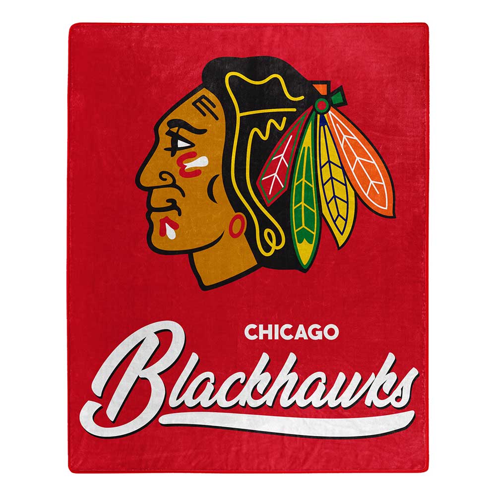 NHL Chicago Blackhawks Signature Raschel Throw Blanket 50x60 Inches