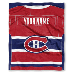 NHL Montreal Canadiens Jersey Personalized Silk Touch Throw Blanket 50x60 Inches