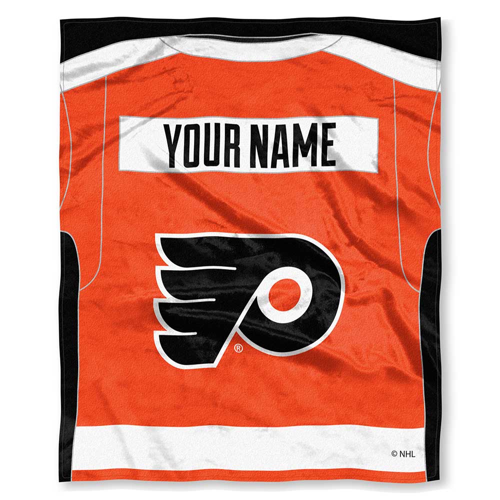 NHL Philadelphia Flyers Jersey Personalized Silk Touch Throw Blanket 50x60 Inches