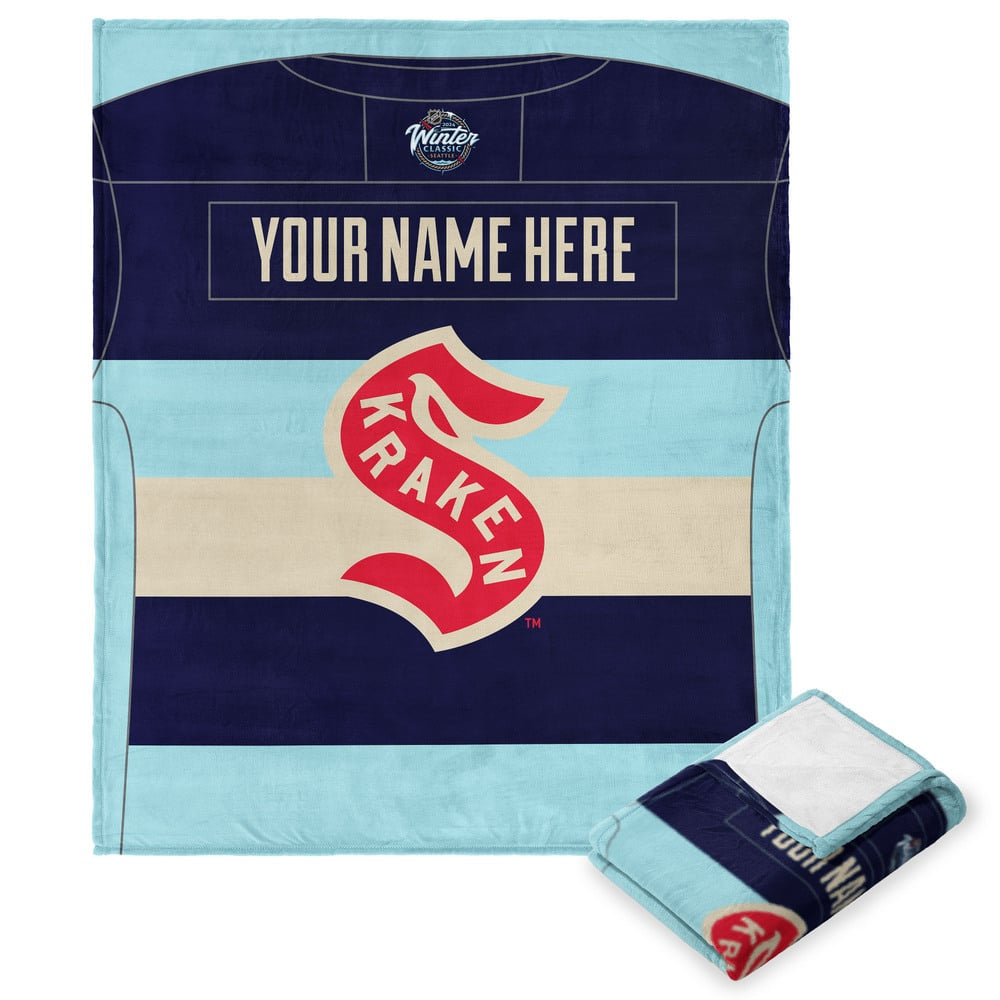 NHL 2024 Winter Classic Kraken Jersey Personalized Silk Touch Throw