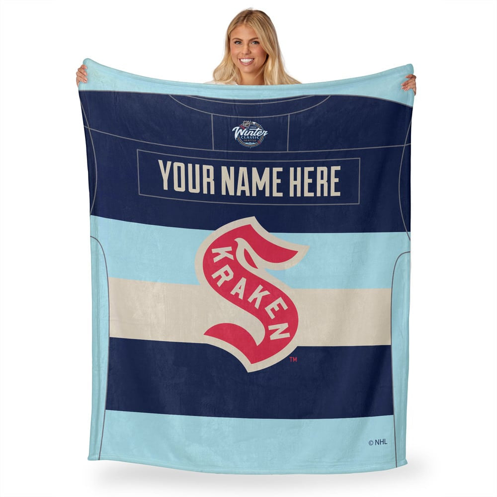 NHL 2024 Winter Classic Kraken Jersey Personalized Silk Touch Throw