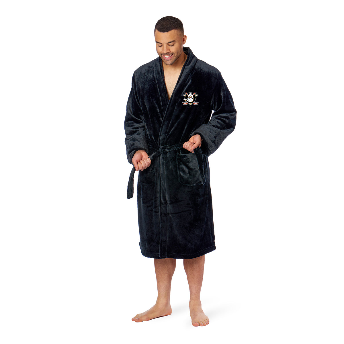 NHL Anaheim Ducks Black Mens Sherpa Bathrobe Large/XLarge