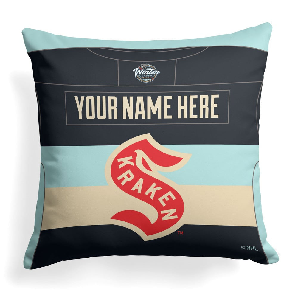 NHL 2024 Winter Classic Kraken Jersey Personalized Printed Throw Pillow