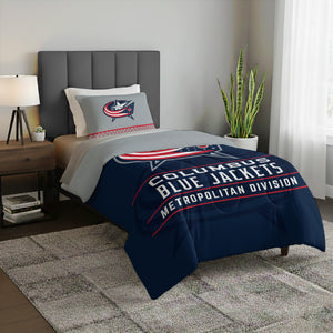 NHL Columbus Blue Jackets Draft Twin Comforter and Sham Set